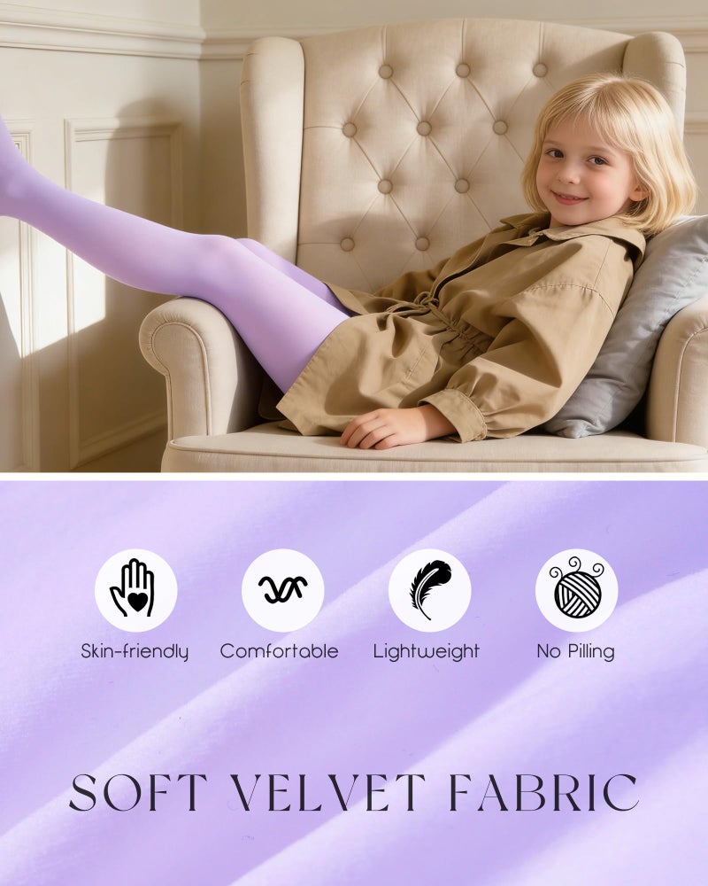 CHUNG Girls Light Weight Stretchy Footed Lights Students Ballet 1or3 pieces, Light Purple, 5-8Y - Image 4